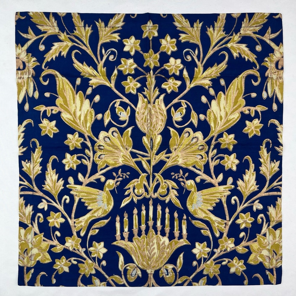 Pottery Barn 6 Pc 100% Cotton 20x20 Inch Blue Yellow Floral Bird Print Napkins
